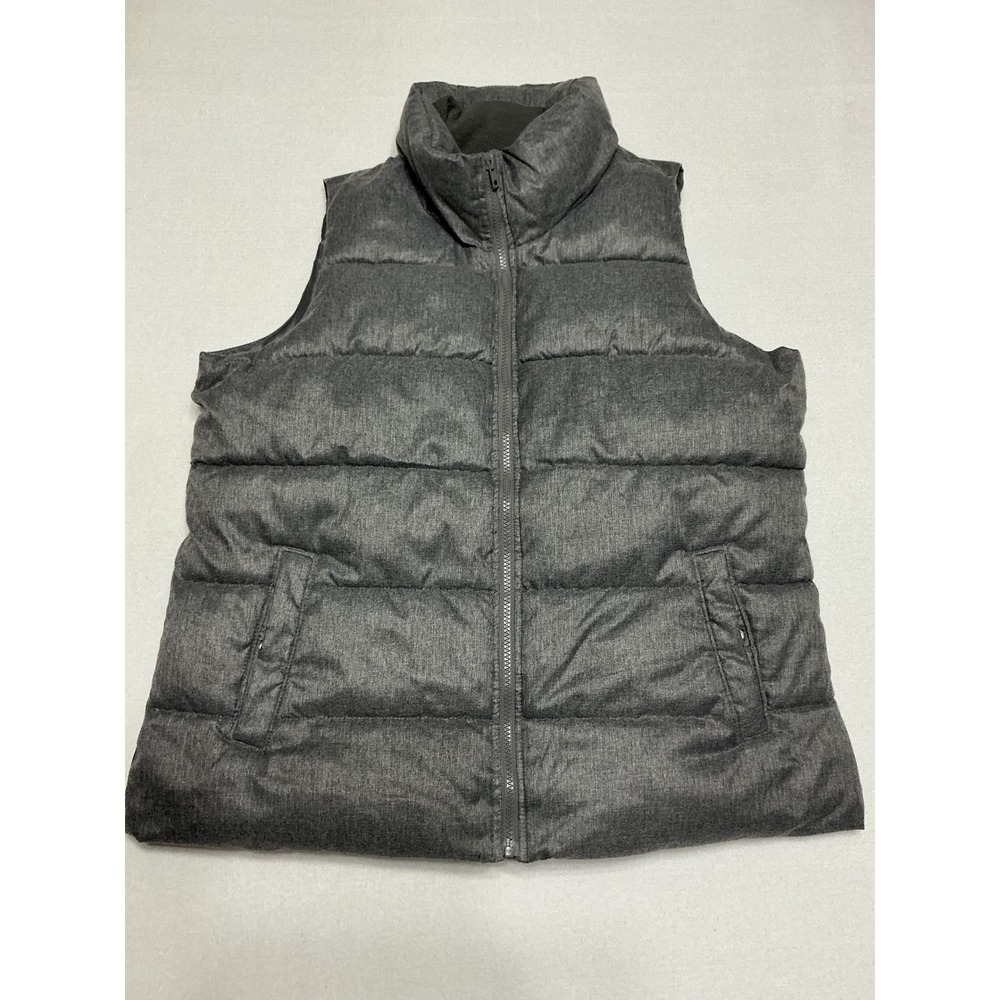 Old Navy Womens Large Gray Puffer Vest Full Zip Quilted Winter Layering Vest